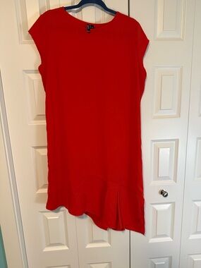 Valette Bright Red Cap-Sleeve Tunic Dress